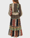 YAK & YETI 26861 TIERED FLORAL MAXI DRESS GREEN