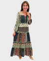 YAK & YETI 26861 TIERED FLORAL MAXI DRESS GREEN