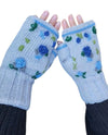YAK & YETI G604 FINGERLESS FLORAL KNIT GLOVES GREY