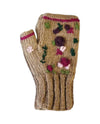 YAK & YETI G604 FINGERLESS FLORAL KNIT GLOVES TAN
