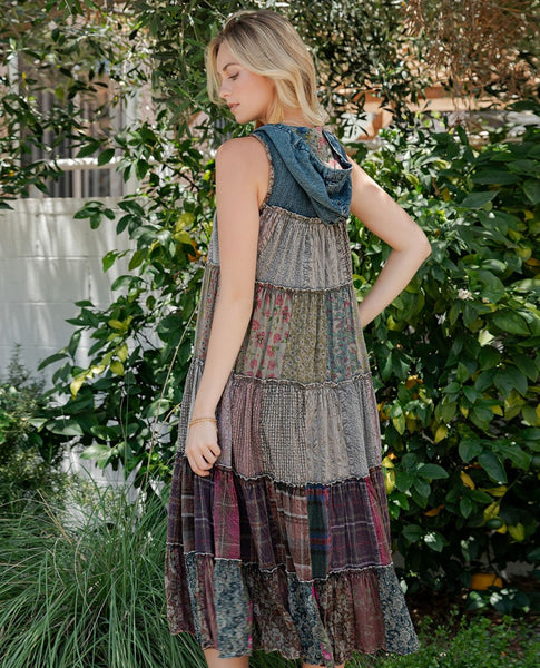 YOUNG THREADS JK44507 BOHO MAXI DUSTER WITH HOODIE
