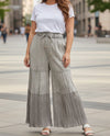 YOUNG THREADS PA56718 BOHO TIERED WIDE LEG DRAWSTRING PANT grey