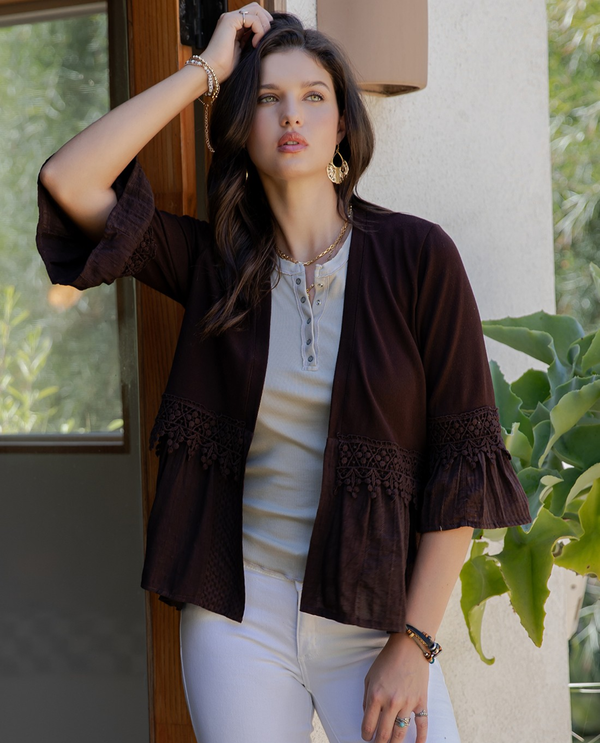 YOUNG THREADS TP55311 BOHO KNIT KIMONO SHRUG