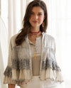 YOUNG THREADS TP56328 SHRUG WITH LACE RUFFLE TRIM grey