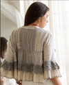 YOUNG THREADS TP56328 SHRUG WITH LACE RUFFLE TRIM grey back