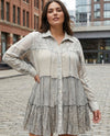 YOUNG THREADS TP56331 TIERED BUTTON UP TOP grey