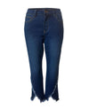 ETHYL Z4131209 ZIPPER CAPRI WITH CROSS FRAY HEM DENIM
