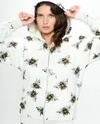 ZH-101 BEE PRINT ZIPPED HOODIE