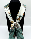 ZOEY MAGNETIC PEARL SCARF GREEN TASSEL