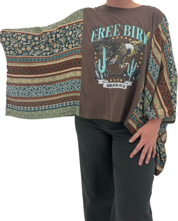 ZUTTER K3569-8261 S/S FREE BIRD AMERICA TOP