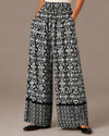 ZY7137 DAMASK PRINT WOVEN PANT black