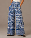 ZY7137 DAMASK PRINT WOVEN PANT blue