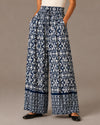 ZY7137 DAMASK PRINT WOVEN PANT navy