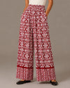 ZY7137 DAMASK PRINT WOVEN PANT red