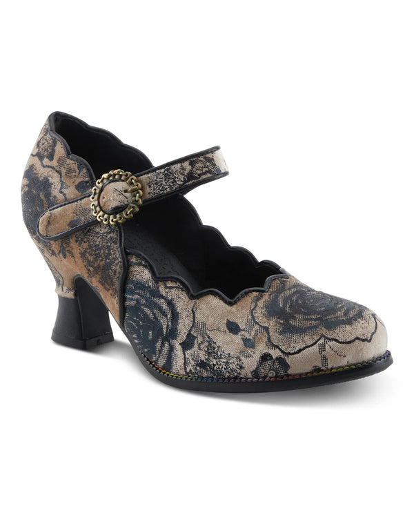 L'ARTISTE ADODORA PRINT VINTAGE STYLE SHOE NAVY MULTI