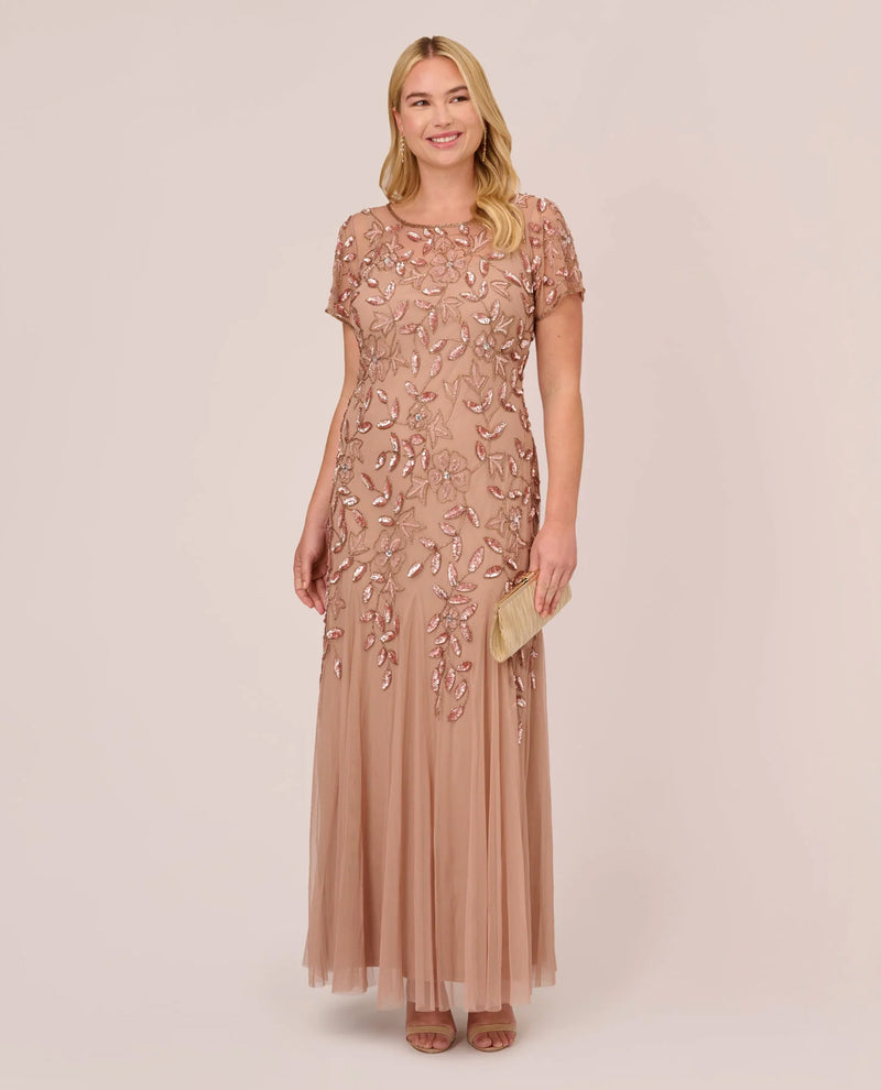 adrianna papell rose gold beaded dress Amazon.com: Adrianna Papell Women's Beaded Mesh Ankle Dress, Rose Gold, 14 : Clothing, Shoes & Jewelry