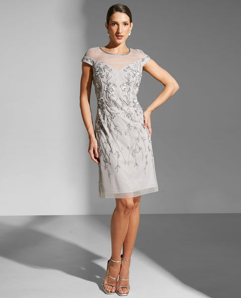 adrianna papell long beaded dress silver Buy Adrianna Papell Silver Beaded Mesh Long Dress from Next USA
