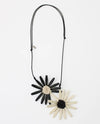 SYLCA BP21N16 AMAYA DOUBLE FLOWER NECKLACE BLACK/WHITE