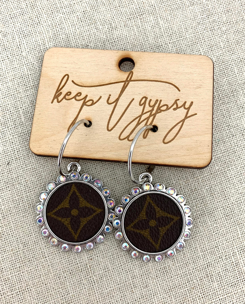 KEEP IT GYPSY RING-ROUND STATUS UPCYCLED EARRINGS SILVER LV DIAMOND