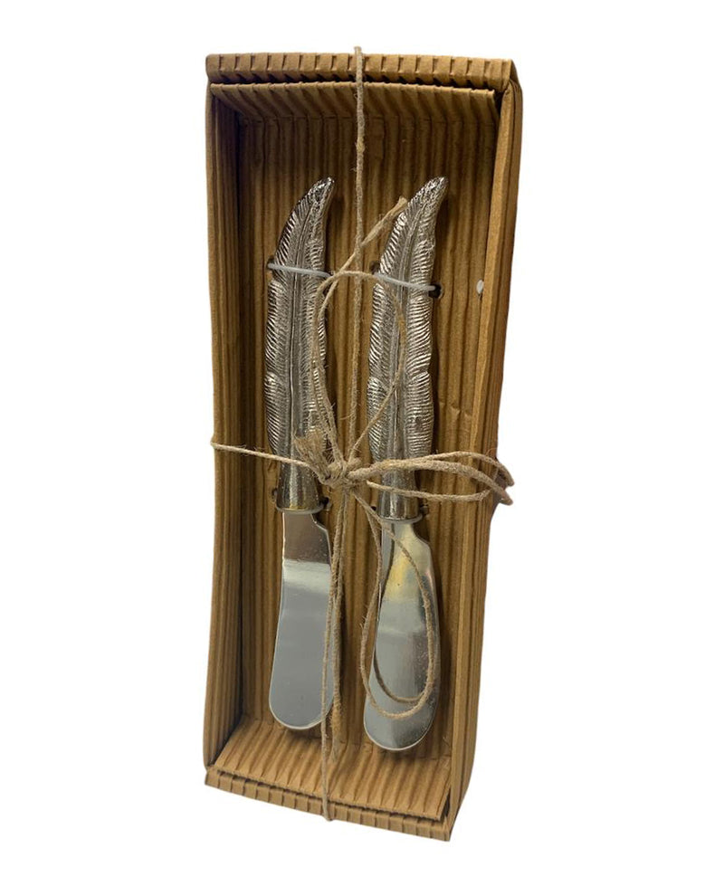 THIRSTYSTONE CHEESE 2 PIECE SPREADER SET FEATHER