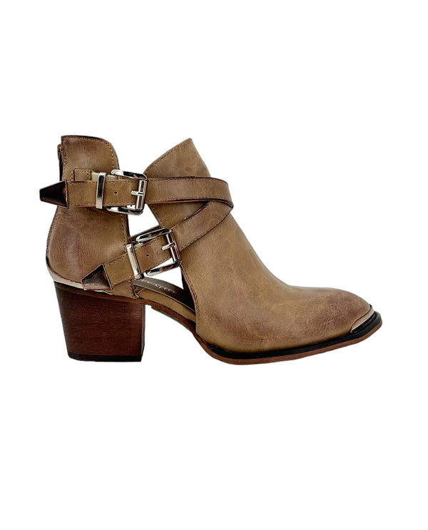 COLEEN-08 POINTED STRAPPY BOOTIE TAUPE