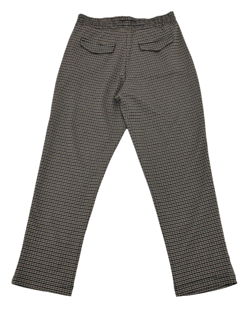 DASH DA1384 DRAWSTRING DOUBLE KNIT PANT BROWN HOUNDSTOOTH