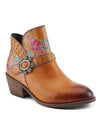 L'ARTISTE DAINTY LADY FLORAL PRINT ANKLE BOOT CAMEL MULTI