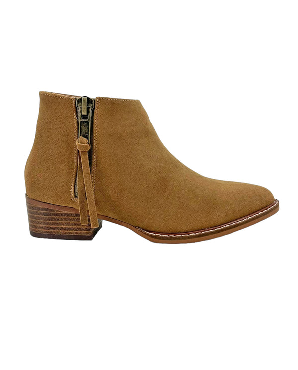DAISY SUEDE ANKLE BOOT WITH SIDE ZIP WHISKEY