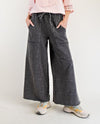 EASEL EB41308 MINERAL WASHED KNIT PANT BLACK