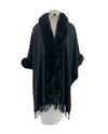 FAUX FUR/RHINESTONE OUTERWEAR CARDIGAN BLACK