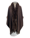 FAUX FUR/RHINESTONE OUTERWEAR CARDIGAN BROWN