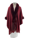 FAUX FUR/RHINESTONE OUTERWEAR CARDIGAN BURGUNDY