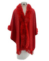 FAUX FUR/RHINESTONE OUTERWEAR CARDIGAN RED