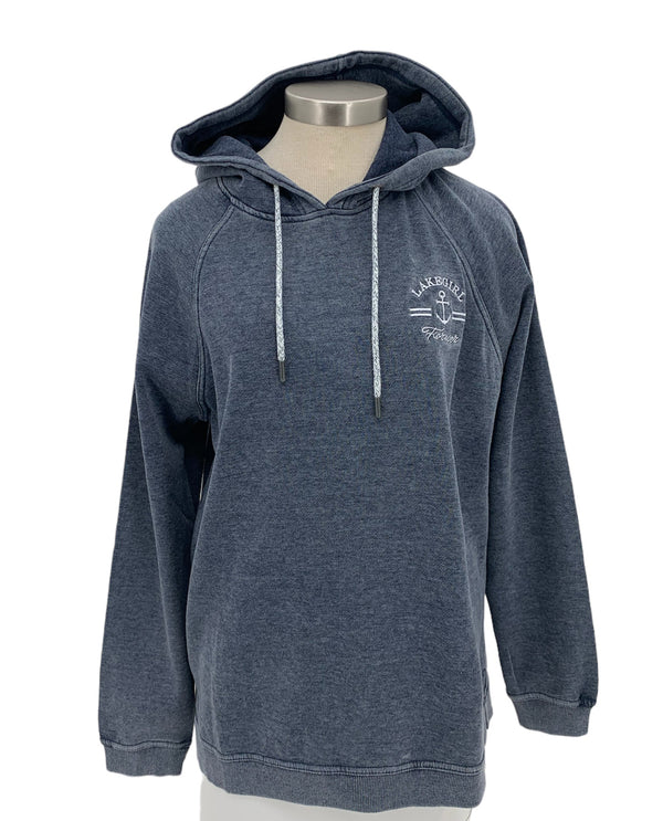 LAKEGIRL FHS008 BURNOUT WASH FLEECE HOOD navy