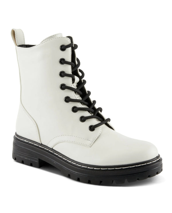 FLEXUS CALLANT LACE UP/ZIP MID CALF BOOT WHITE