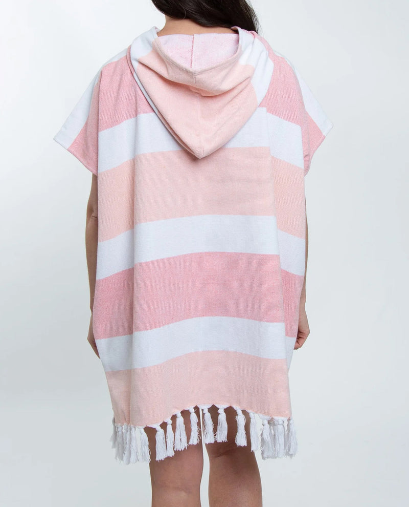 ELSIE & ZOEY FREYA HOODED TERRY PONCHO PARADISE CORAL