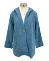 FOCUS FW138 HOODED ONE BUTTON JACKET DUSTY BLUE