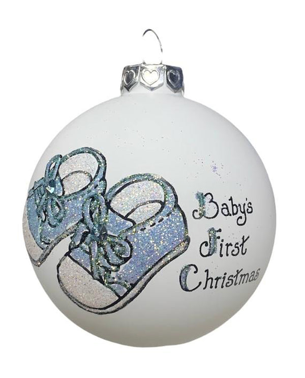 HAND PAINTED ORNAMENTS BABY BOY BOOTIES