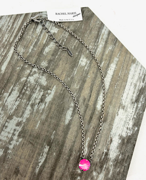 Rachel Marie Designs Harper Single Stone Pendant ULTRA PINK