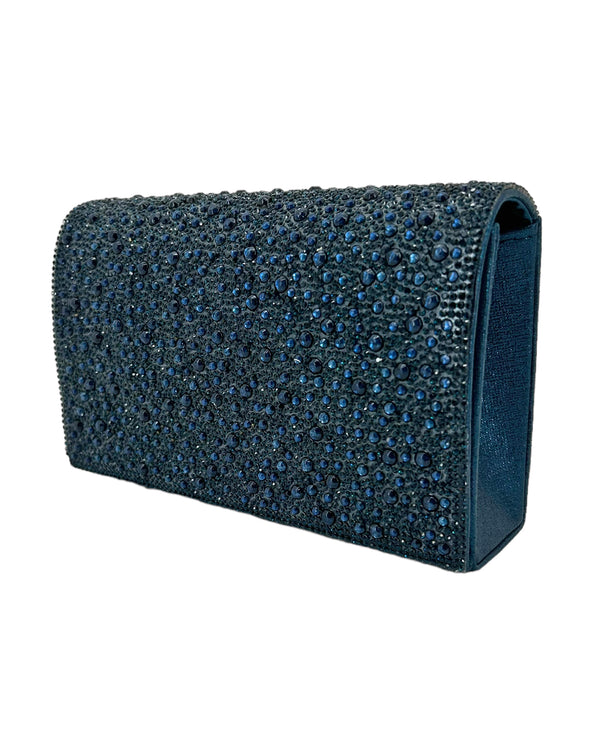 BLOSSOM HB-89Q EVENING BAG WITH STONES NAVY