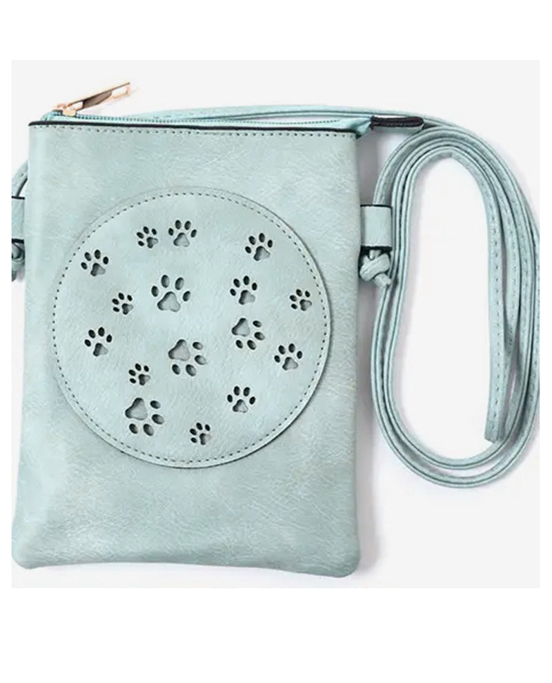 PAW LASER CUT CROSS BODY BAG HG177 Light Teal