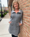 LULU B HSR4514 REVERSIBLE LONG ZIP JACKET GREY