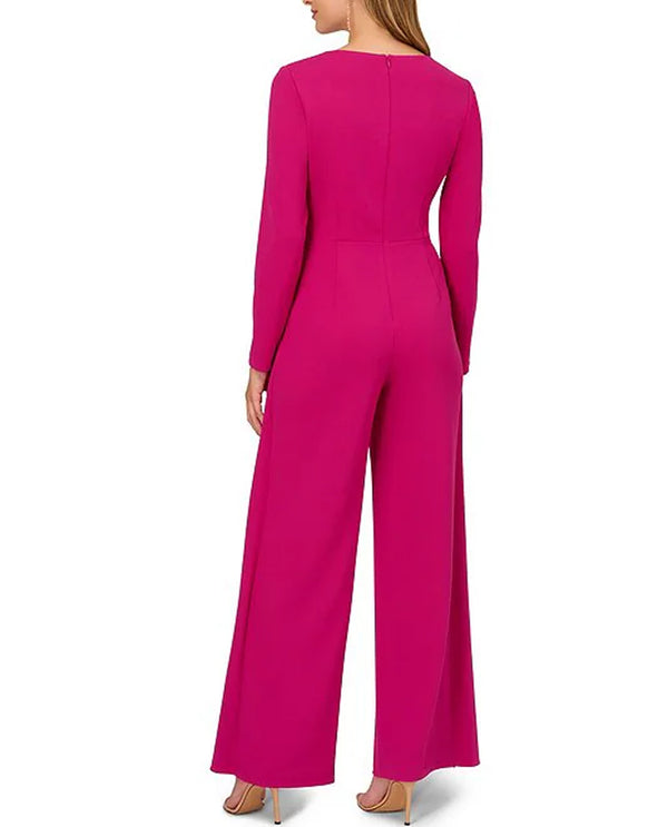 ADRIANA PAPPEL AP1D105130 TIE FRONT CREPE JUMPSUIT HOT ORCHID