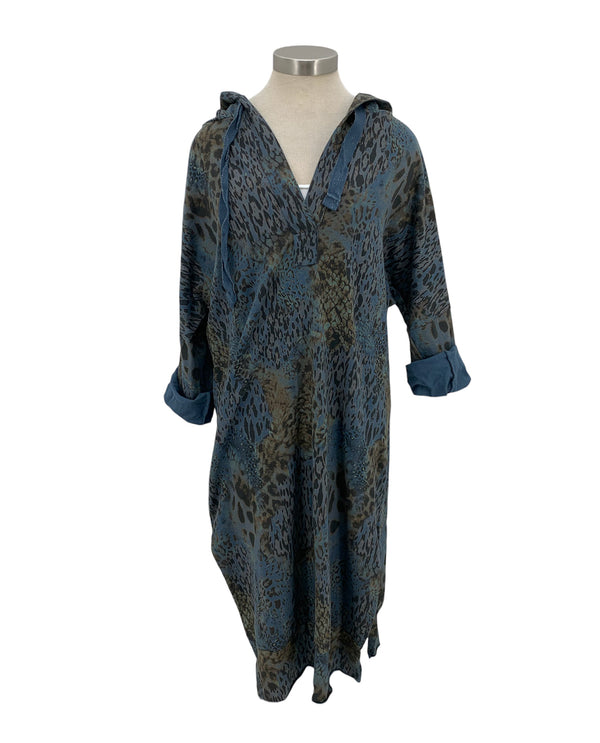 MADE IN ITALY ITL5518BJ ANIMAL PRINT HOOD DRESS