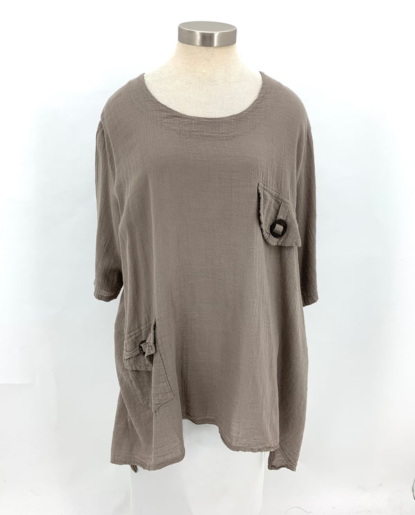 MADE IN ITALY ITWL91605 SOLID TOP WITH POCKET TAUPE
