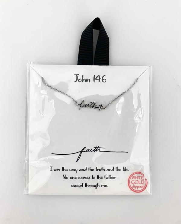 JOHN 14:6 "FAITH"GOLD DIPPED NECKLACE WHITE Gold