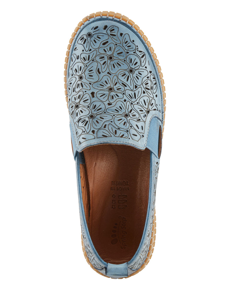 SPRING STEP JOOKIN CUT OUT SLIP ON SHOE BLUE