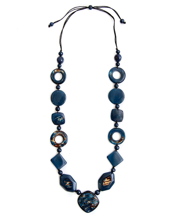 Organic Tagua LC413 SAVANNAH Necklace AZUL ROYAL BLUE