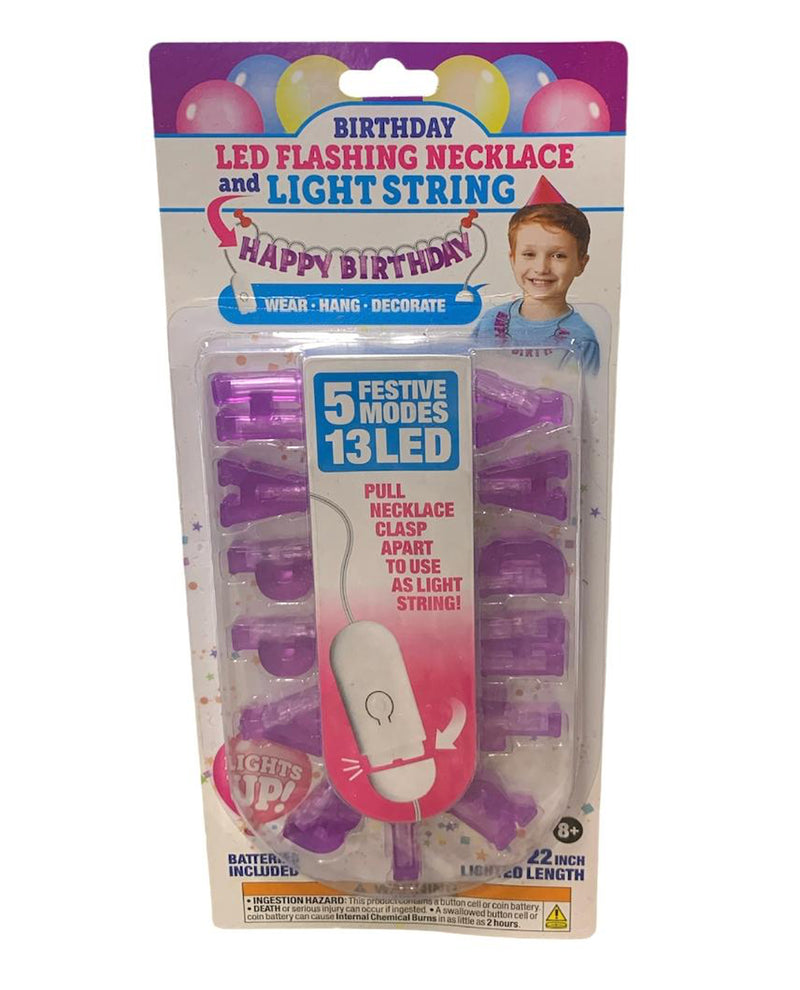 LIGHT UP HAPPY BIRTHDAY NECKLACE PURPLE