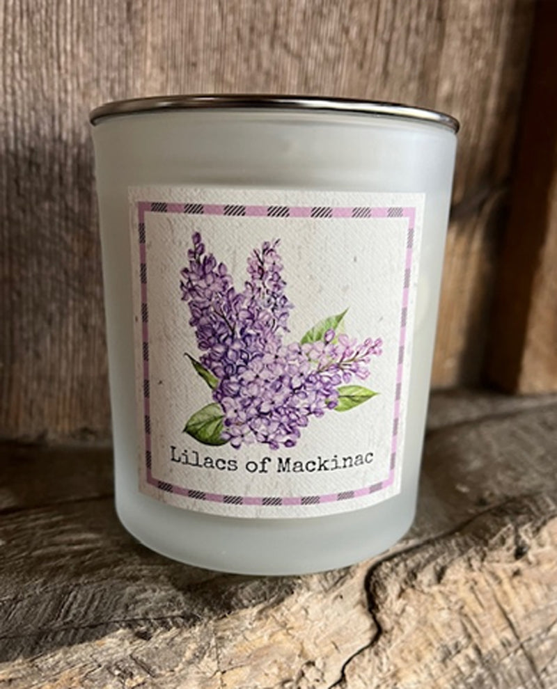 TRUE NORTH MICHIGAN 10 OZ FROSTED CANDLE LILACS OF MACKINAC